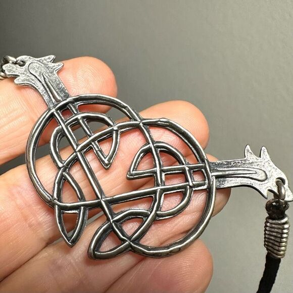 Silver tone double dog knotted pendant necklace - Picture 8 of 8